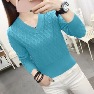 Áo Len Tay Dài Cổ Chữ V Thời Trang Cho Nữ