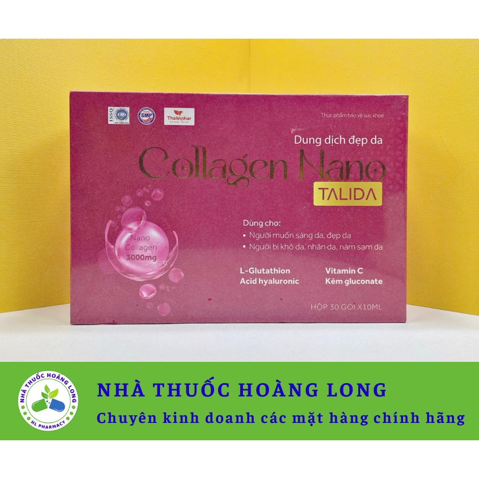 Sản phẩm đẹp da Collagen nano Talida Giúp sáng da, đẹp da, chống nhăn da, nám sạm da - Hộp 30 gói