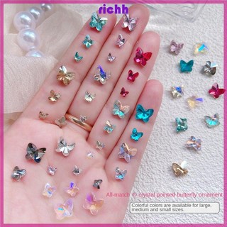 Richh phụ kiện trang trí móng tay nghệ thuật hình bướm pha lê siêu lấp lánh đa năng