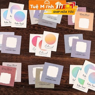 Bộ 40 tờ Note sticker Color card khung nền đóng dấu VPPTUEMINH, trang trí bullet journal NO07