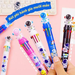 Bút bi 10 màu phi hành gia sáng tạo, bút 10 màu hoạt hình dễ thương đáng yêu