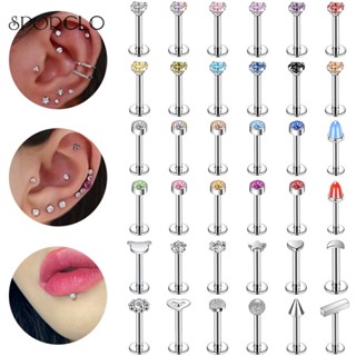 Sporclo 10-30 Cái / lốc Thép không gỉ Labret Xuyên Màu Pha Lê Môi Đinh Sụn Tragus Bông Tai Acrylic Xoắn Xuyên Trang Sức Cơ Thể