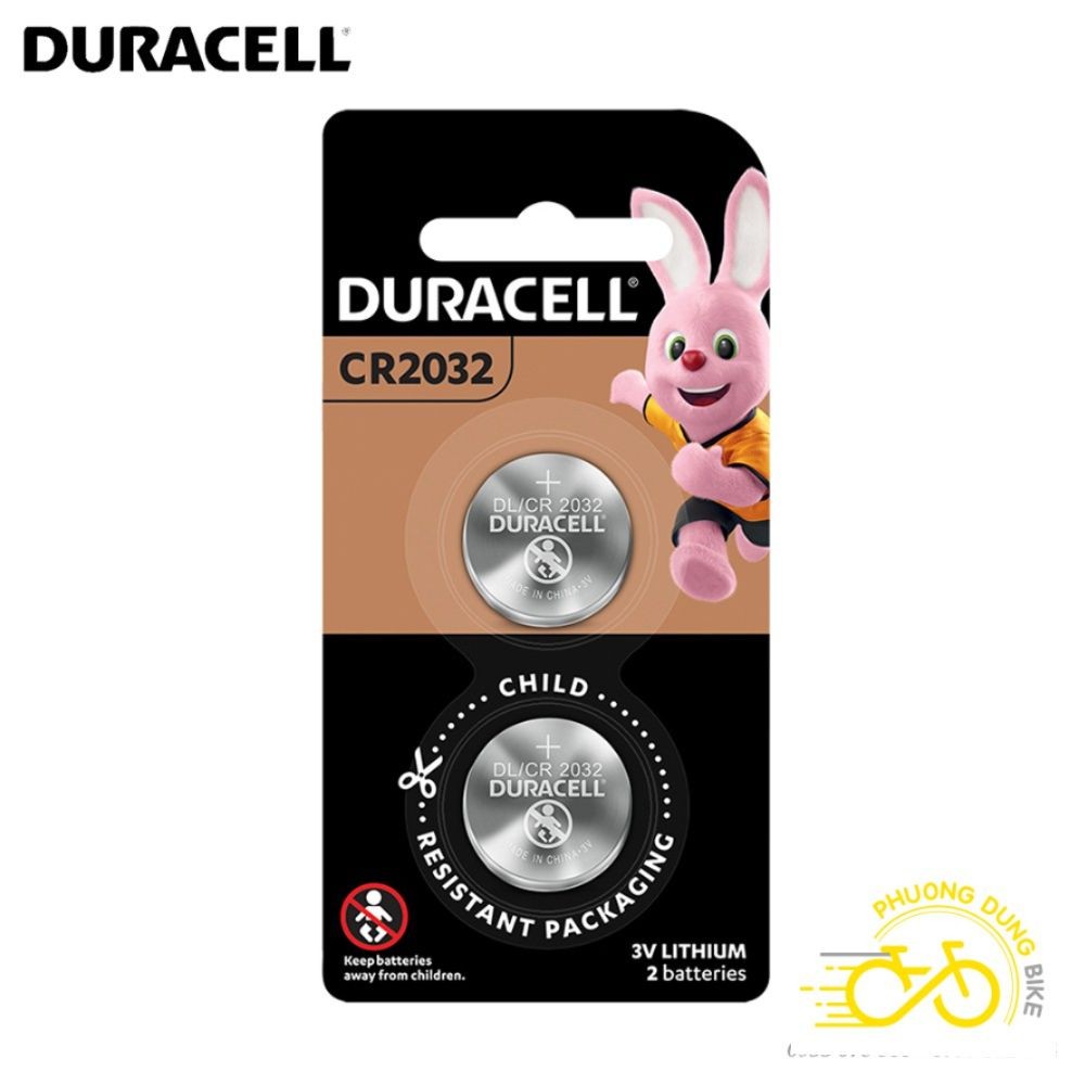 Pin cúc DURACELL CR2032 cho remote, đồng hồ, đèn xe đạp - Vỉ 2 viên