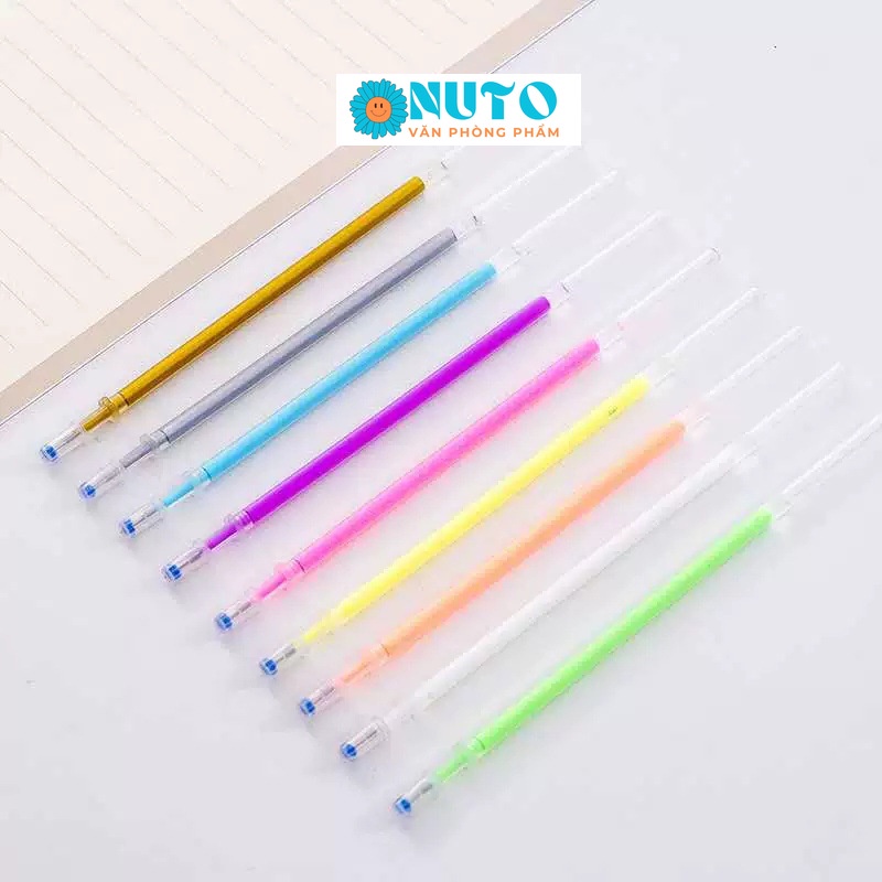Ngòi bút highlight dạ quang 0.7mm, 9 màu pastel, mực gel, nhanh khô, không nhoè, mực ra đều, trơn văn phòng phẩm nuto