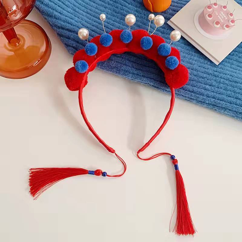 Kẹp Tóc Tua Rua Đỏ Phong Cách Trung Hoa Mừng Năm Mới Cho Bé Gái