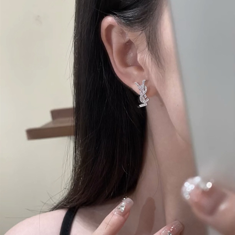Bông Tai Đính Đá zircon Lấp Lánh Phong Cách Pháp Cho Nữ