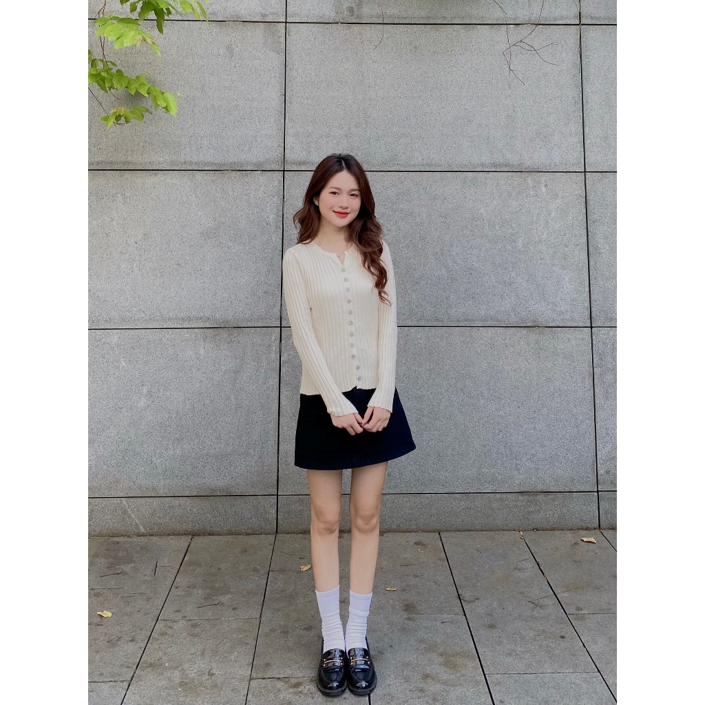 ÁO LEN GÂN tăm cúc nhỏ dọc - . - Aolen10029_P2K4