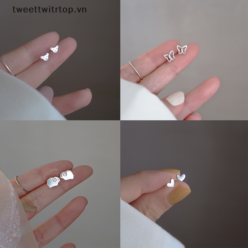 Trtop 1 Đôi Bông Tai Xỏ Lỗ Bằng Bạc sterling Đơn Giản Thời Trang Dành Cho Nữ vn