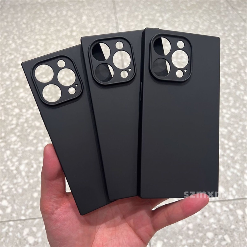 Ôp Điện Thoại Silicon Dẻo Hình Vuông Màu Đen Nhám Sang Trọng Cho iphone 15 14 13 12 11 pro max 14plus Vỏ