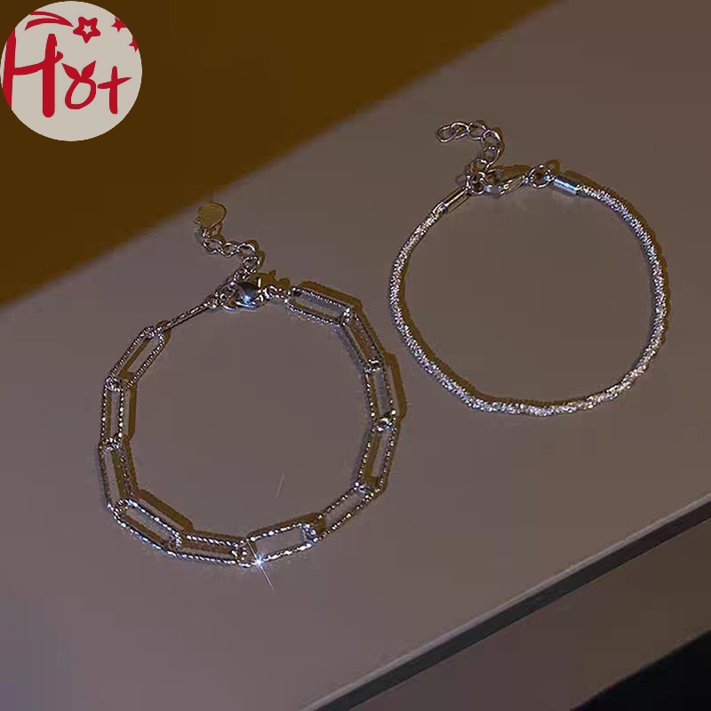Jr Set 1 / 2 Vòng Tay Bạc Lấp Lánh Thời Trang Cho Nữ vn
