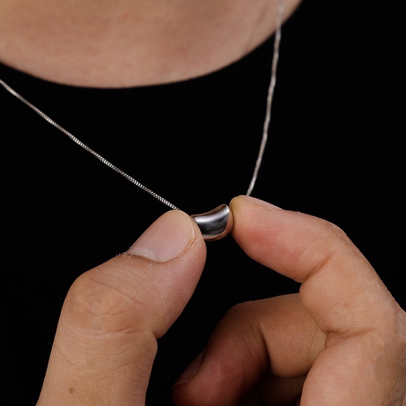 Vòng cổ choker Bằng Thép Không Gỉ Mặt Hình Hạt Đậu Xanh Thời Trang Cho Nam Và Nữ