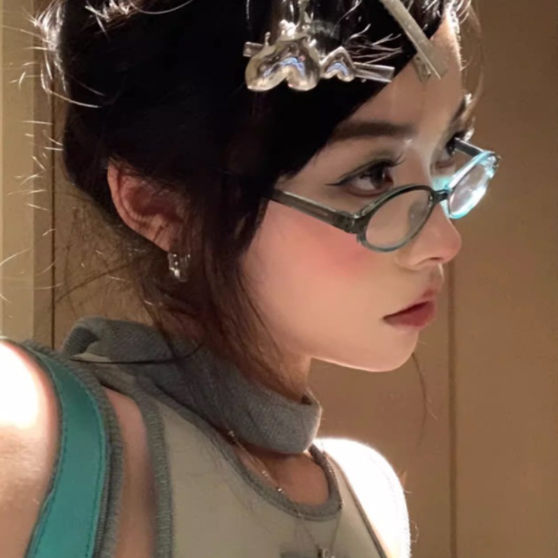 We flower Mắt Kính Gọng oval Màu Nâu Phong Cách vintage Thời Trang Cho Nữ