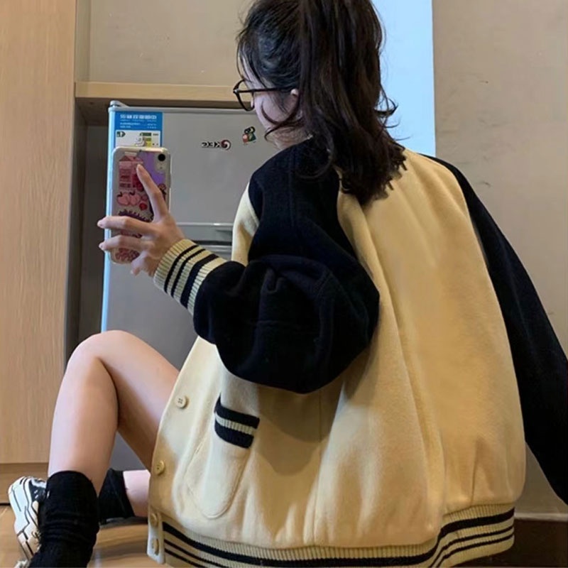 Áo Khoác Bóng Chày Mỏng In Họa Tiết Phong Cách Hàn Quốc Cho Nữ