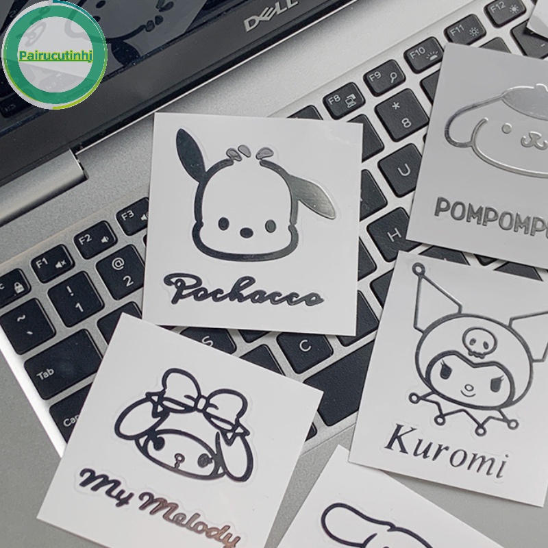 SANRIO Parucutin Set 10 Miếng Dán Kim Loại Hoạt Hình kuromi melody hello kitty cinnamoroll pachacco Đơn Giản Chống Thấm Nước vn