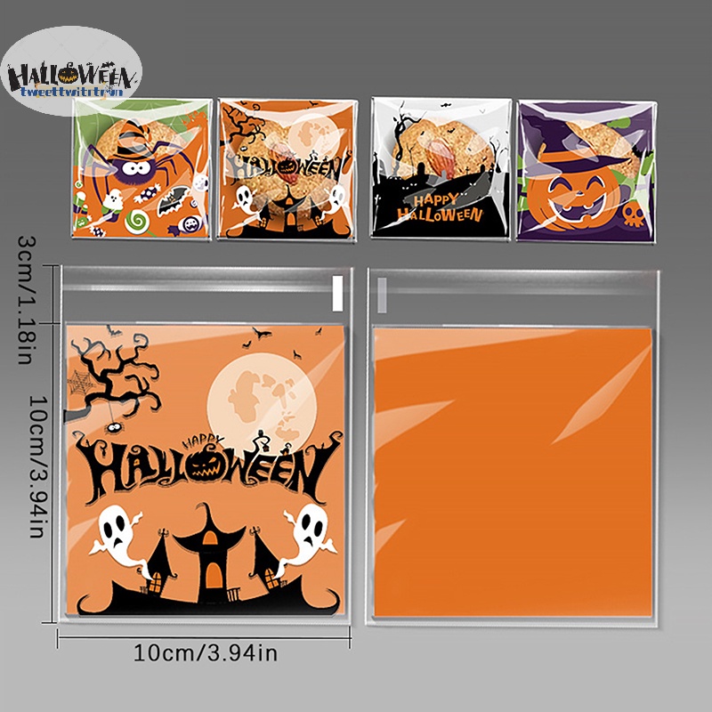 Tri Set 100 Túi Nhựa Đựng Kẹo / Bánh Quy Trang Trí halloween