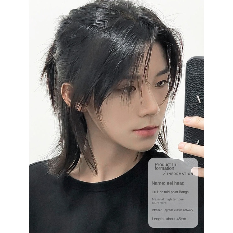 Tóc Giả samurai Nửa Đầu Sói Tự Nhiên Có Thể Xiên Toàn Bộ Bang Phong Cách Nhật Bản Cá Tính Cho Nam