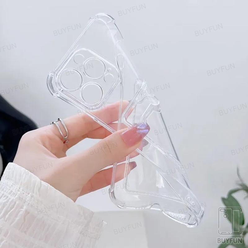 Card Bag Holder Clear Phone Case For iPhone 15 14 13 12 11 Pro Max XR X XS 7 8 Plus 13 mini Soft TPU Shockproof Cover