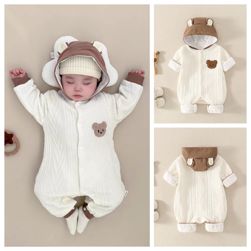 Quần áo trẻ em bộ body dài tay liền mũ cho bé trai bé gái M9.9.23-1