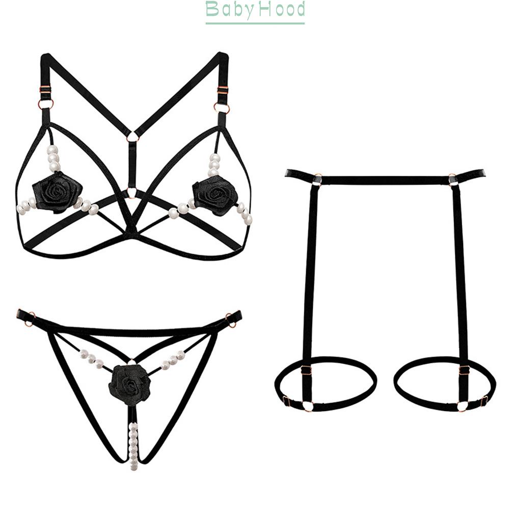 Sexy Lingerie Female Thong Sexy Rose Suit  Fishnet Tights Sexi Lace Garter strap#BBHOOD