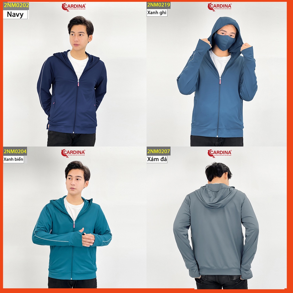 Áo chống nắng nam 𝗖𝗔𝗥𝗗𝗜𝗡𝗔 2 lớp chất thun lạnh cao cấp viền thể thao chống tia UV , Áo khoác phong cách 2NM02.