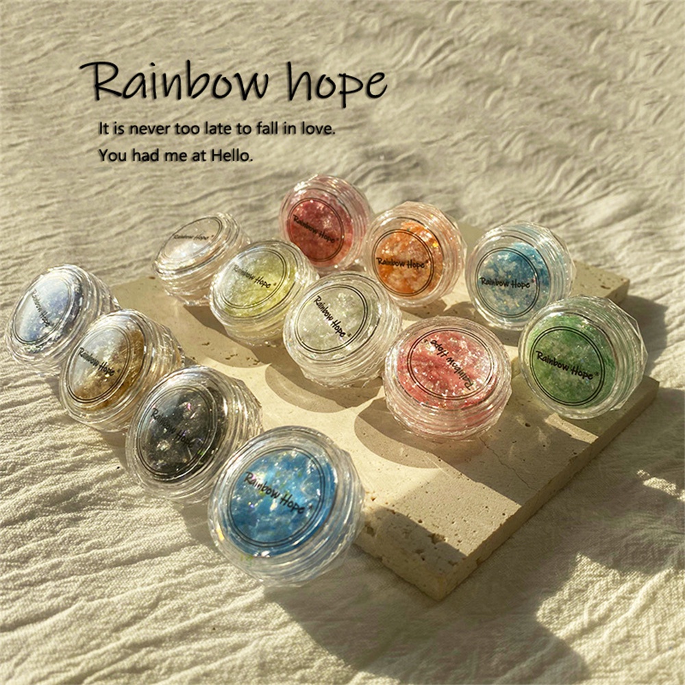 2023New Nail Opal Powder Flakes Crystal Nail Sequins Nail Powder Phân Cực Làm Móng Tay Siêu Mỏng Lá Ba Chiều DIY Trang Trí Long Lanh Rời