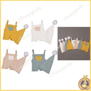 Bộ Áo Liền Quần + Mũ turban + Dây Treo Dùng Làm Đạo Cụ Chụp Ảnh Cho Bé Sơ Sinh