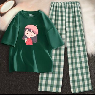 Sét áo phông cô gái áo đỏ và quần bom, Áo thun from rộng, mặc cho Nam và nữ chất đẹp DVGIT