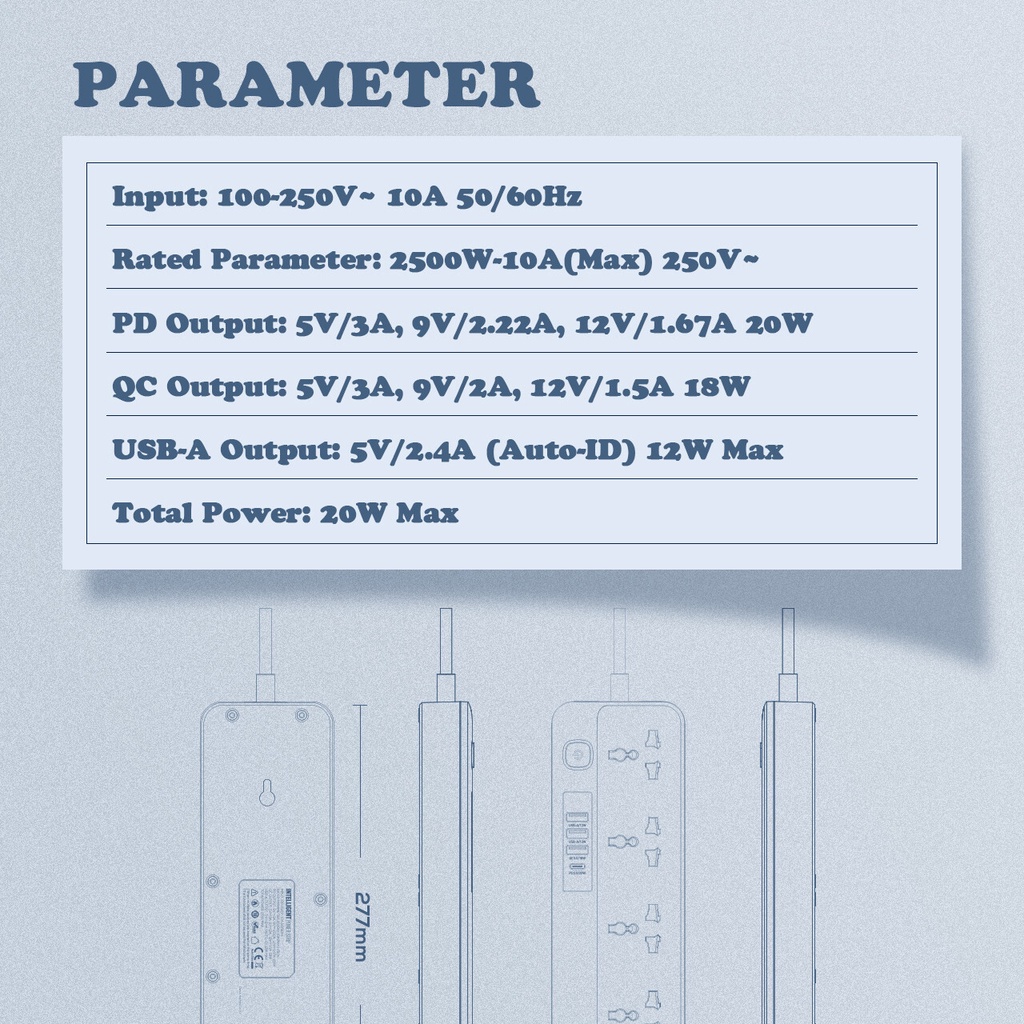 Ổ điện LDNIO  SC5415   nhiều cổng 2500w - Tích hợp Cổng sạc nhanh Type C  PD3.0 20W, QC3.0 SC2413 SC2311 TTSHOP720