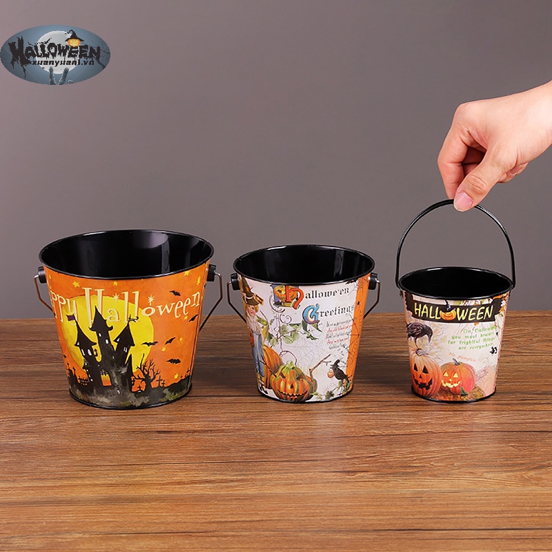 Xô Thiếc Đựng Kẹo Phong Cách halloween Độc Đáo Trang Trí Tiệc Cho Bé vn