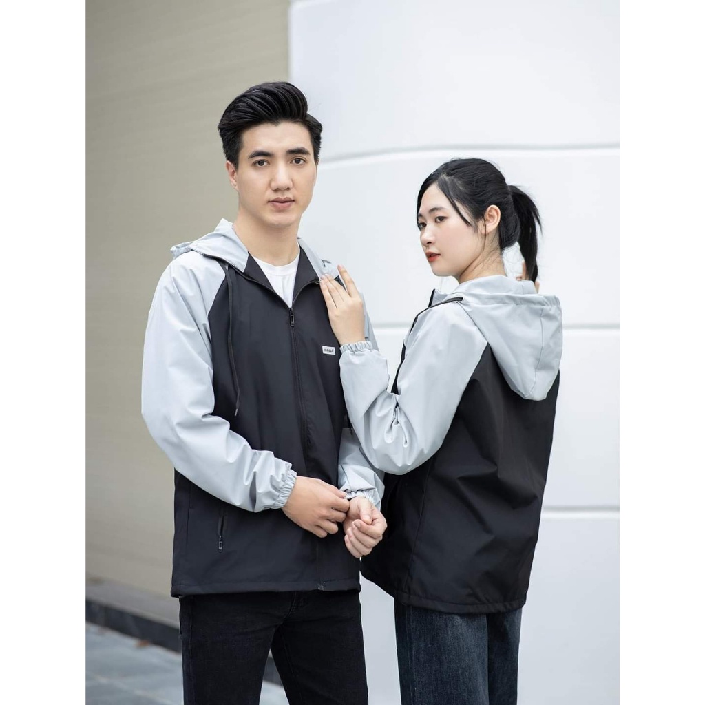 Áo Khoác Gió Nam Nữ 2 Lớp Cao Cấp Không Thấm Nước, Áo Gió Nữ 2 Lớp Có Khoá Túi, Nón Tháo Rời ELQ-05