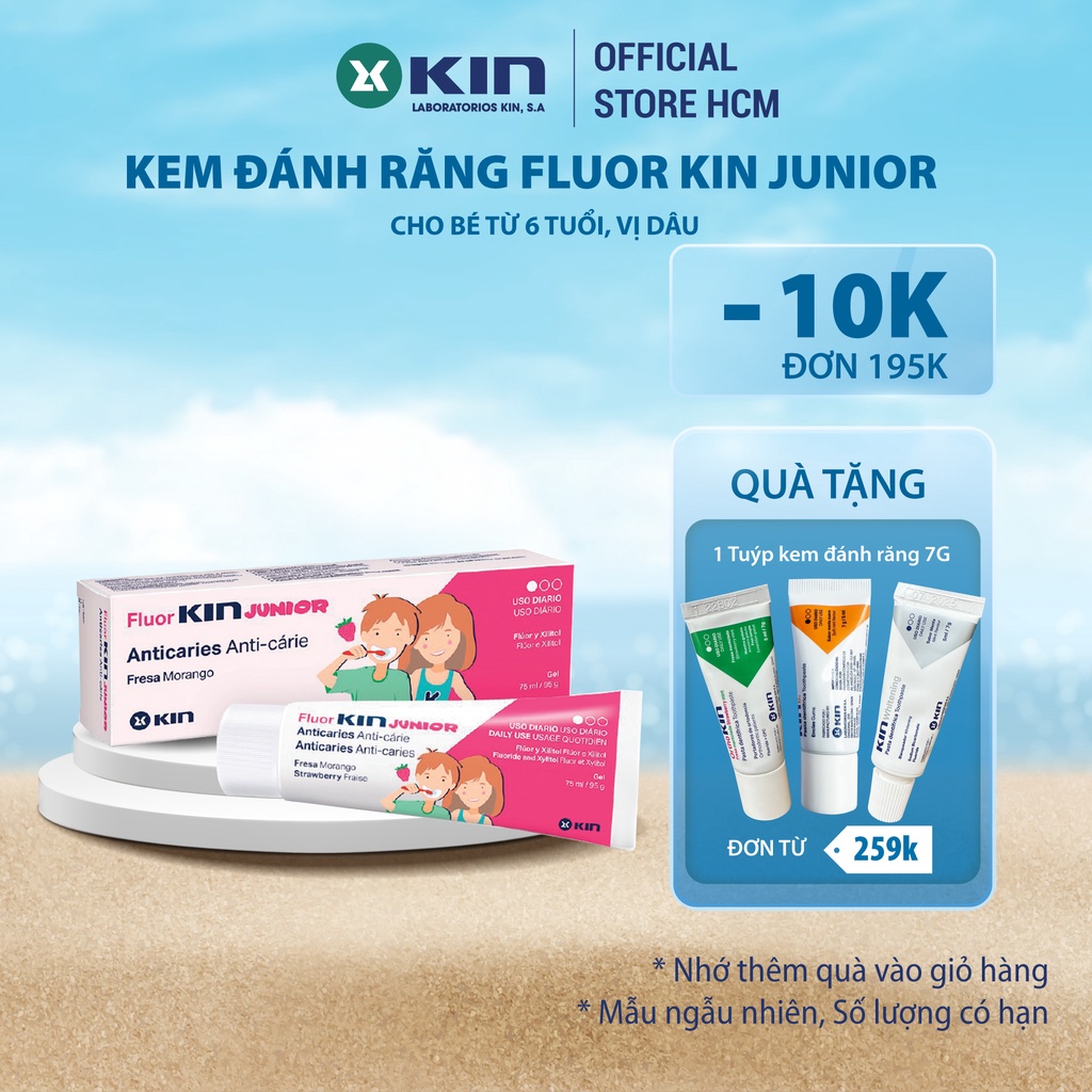 Kem Đánh Răng Fluor Kin Junior Cho Trẻ Từ 6-12 Tuổi Vị Dâu 75ml