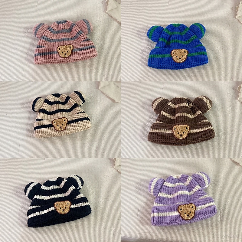 Mũ beanie Dệt Kim Đính Tai Gấu Hoạt Hình Phong Cách Hàn Quốc Dành Cho Trẻ Nhỏ