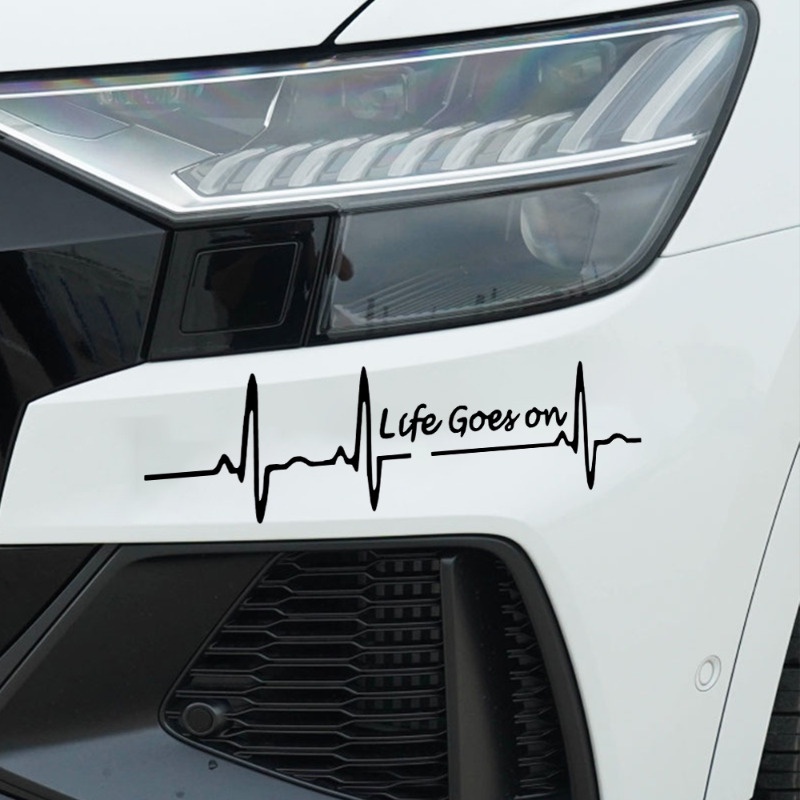 Nhãn Dán Trang Trí Xe Hơi Họa Tiết Chữ life goes on Màu Đen Chống Thấm Nước