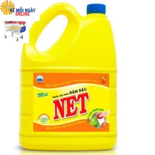 Can Nước rửa chén Net 4kg- Siêu Sạch Vitamin E hương Chanh/Trà Xanh/Trà xanh & Gừng