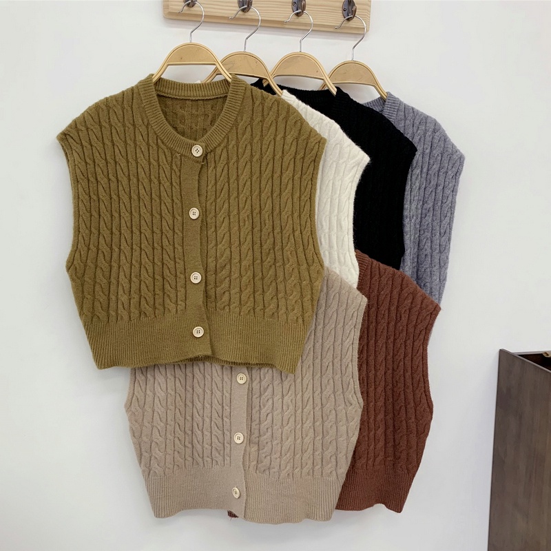 Banfamy Áo Khoác cardigan Dệt Kim Không Tay Phong Cách Hàn Quốc Thời Trang Thu Đông Dành Cho Nữ