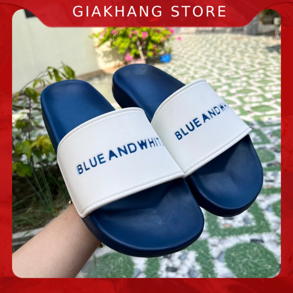 Dép Quai Ngang Blue And White - Dép ulzzang Nam Nữ phong cách Hàn Quốc
