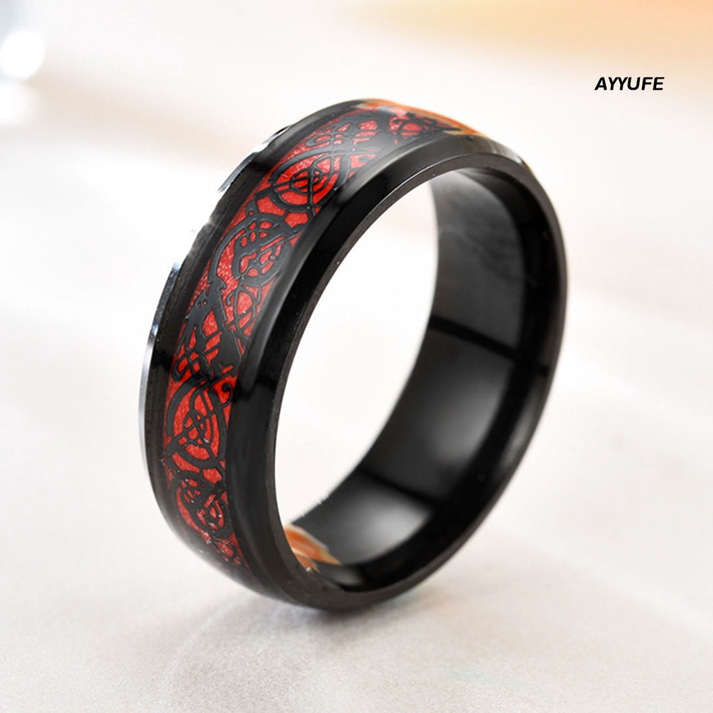 Ayyufe Nhẫn Họa Tiết Rồng Phát Sáng Đơn Giản Cho Nam