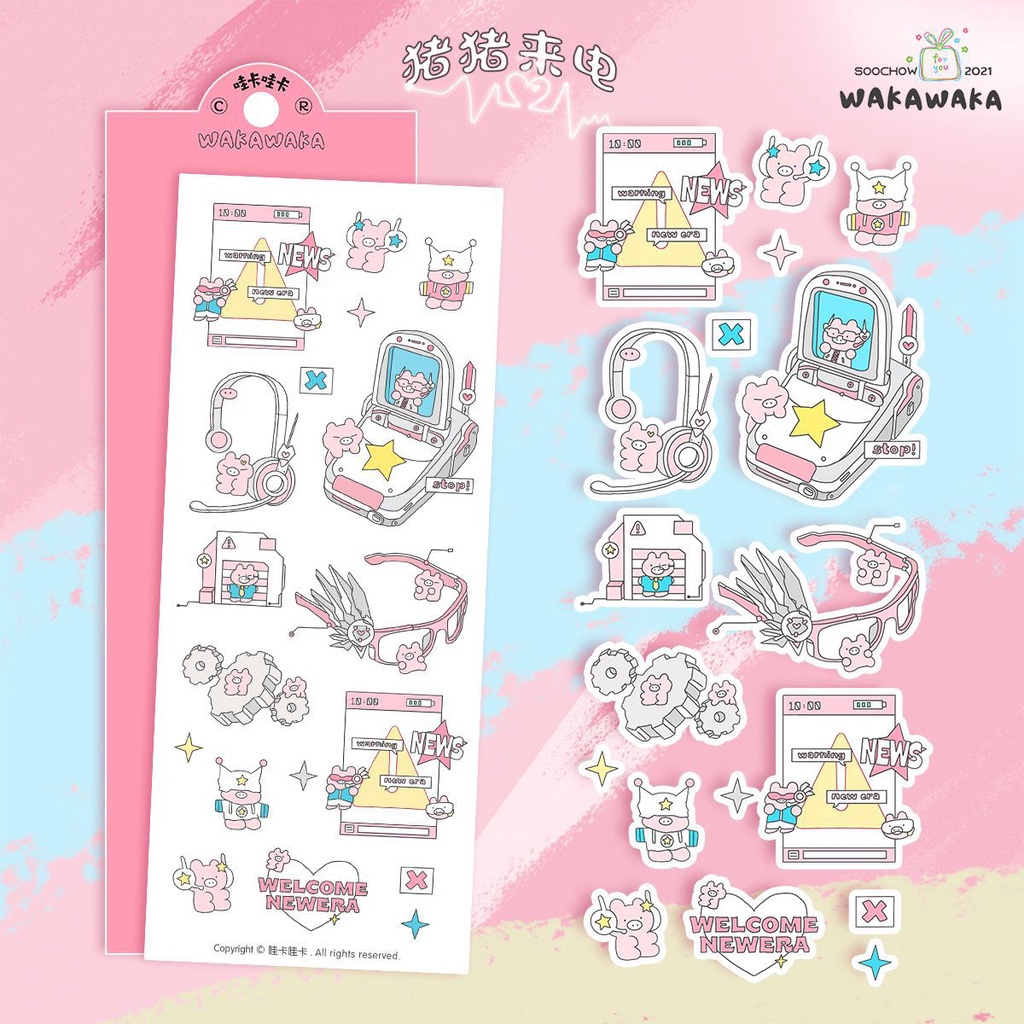 Thẻ Dán Trang Trí Sổ Tay Hình Chú Heo Dễ Thương Xinh Xắn