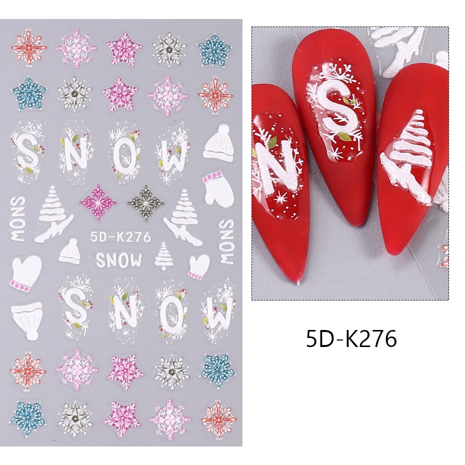 Miếng Dán Trang Trí Móng Tay 5d Hình Gấu / Chim Cánh Cụt / Chanh / Cây Chanh / Tuyết Kiểu Giáng Sinh Năm Mới gl5dk-2