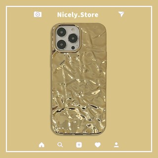 Ốp Điện Thoại Màu Nguyên Chất Nhăn Vàng Sang Trọng Tương Thích Cho iPhone 16 17 15 14 Plus 13 12 Mini 11 Pro Max Xs Xr X 8 7 Ốp Lưng TPU Chống Sốc Vàng