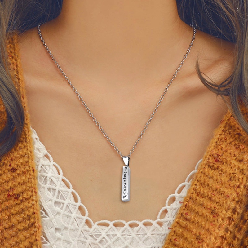 Kurong Vòng cổ Thép Không Gỉ Mặt Tên Thành Viên Nhóm Nhạc kpop stray kids