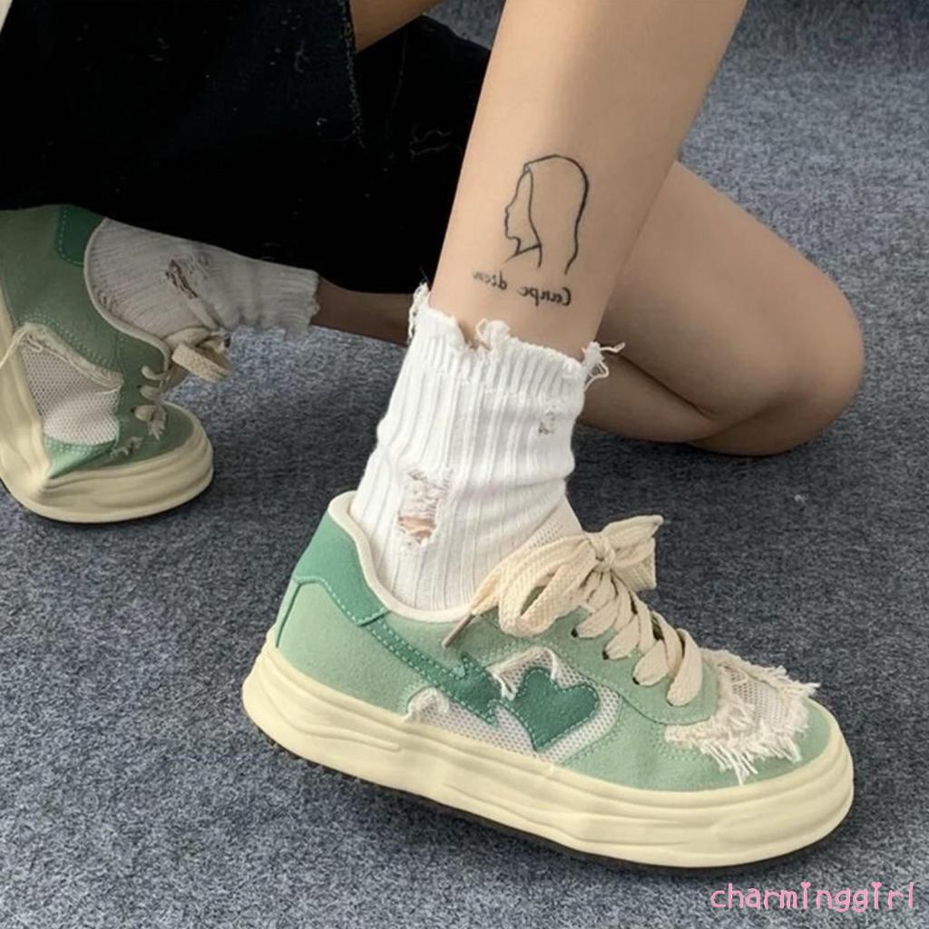 Vớ Dệt Kim Màu Trơn Rách Gối Phong Cách Đường Phố vintage Thời Trang Mùa Đông Cho Nữ