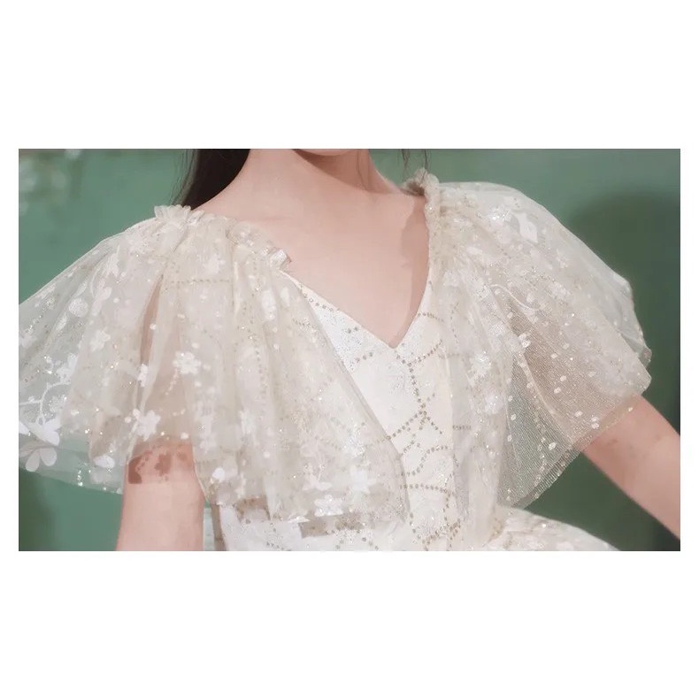 Đầm công chúa bé gái , váy bé gái trắng dài cao cấp cho bé