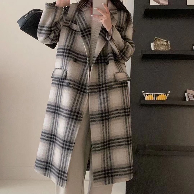 Áo Khoác tartan Dáng Dài Rộng Thời Trang Hàn Quốc Cao Cấp Cho Nữ