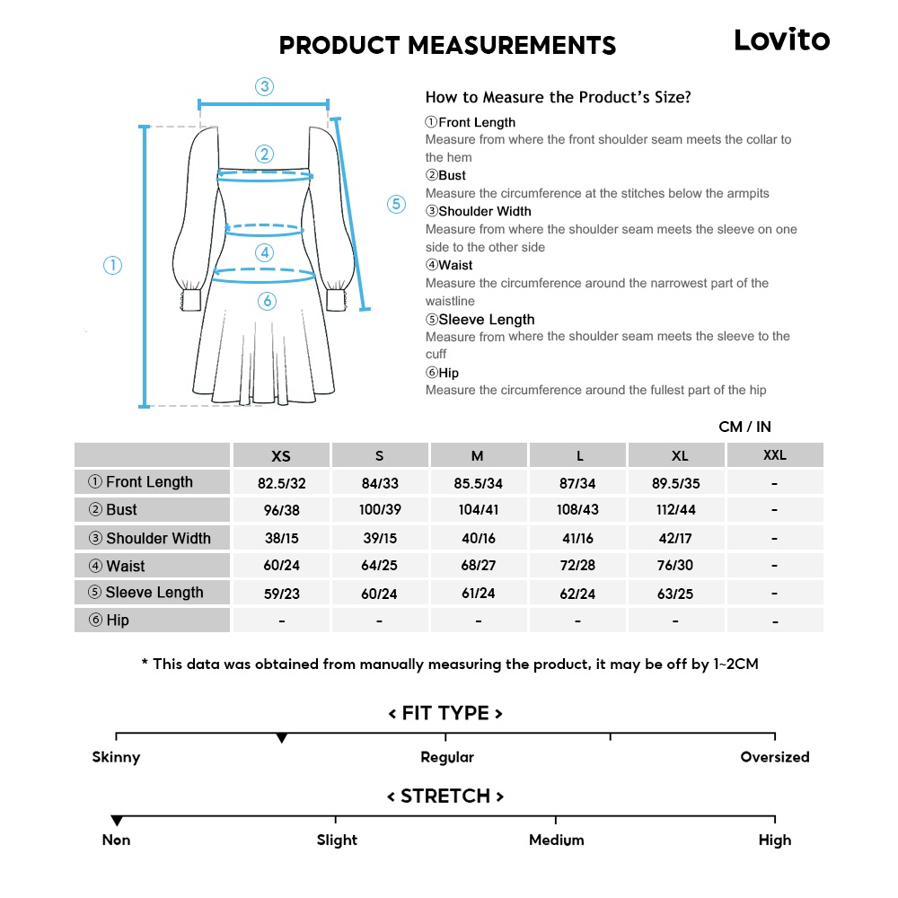 Lovito Đầm suông giả 2 trong 1 có nút phía trước dài tay dành cho nữ LNE27009