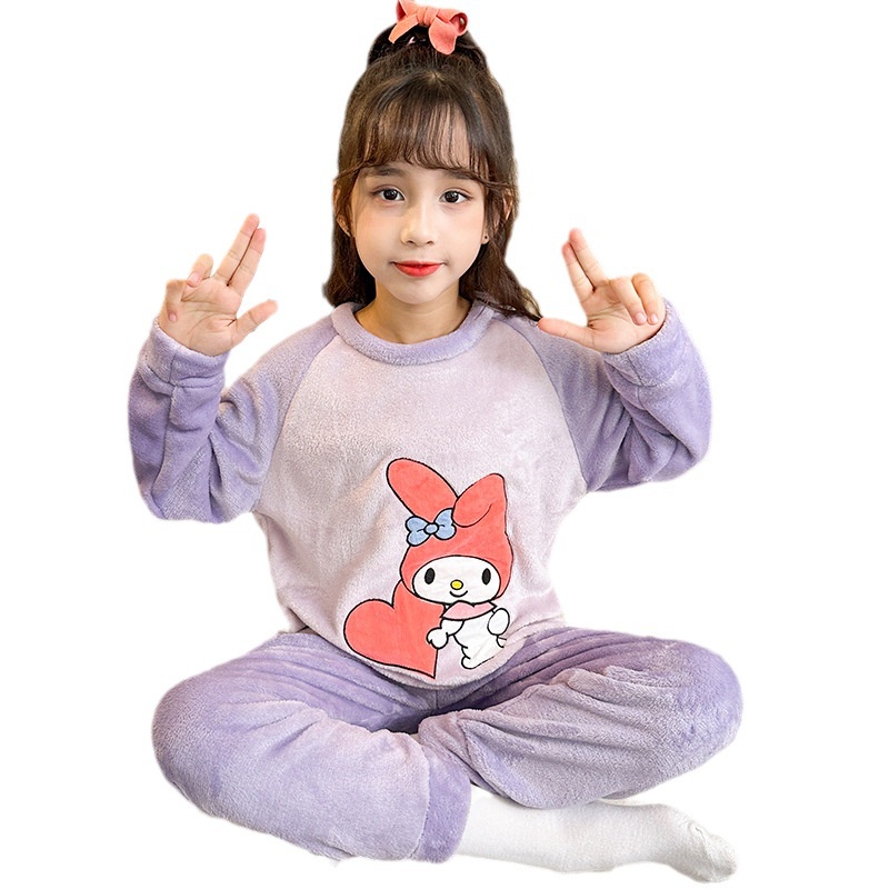 Bộ Đồ Ngủ Lông Cừu San Hô Dày Dặn Thời Trang Mùa Đông Cho Bé