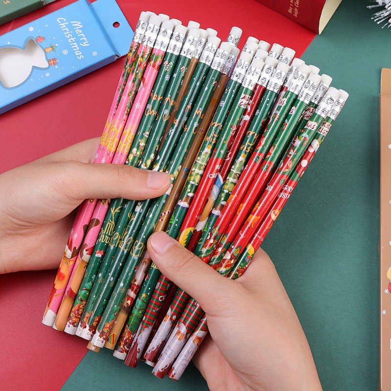 Bộ 6 Bút Chì / Bút Chì Vẽ Hình Cây Thông Giáng Sinh / Tuần Lộc Hoạt Hình Bằng Cao Su / Người Tuyết / Tuần Lộc / Văn Phòng / Trường Học