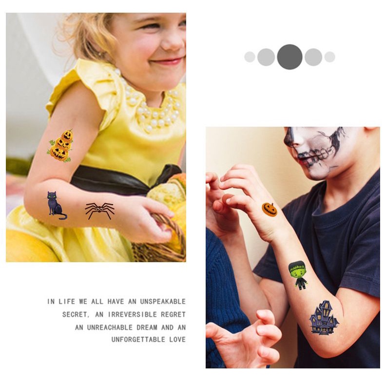 Miếng Dán Hình Xăm Hoạt Hình Dễ Thương Chống Nước Trang Trí halloween Cho Trẻ Em