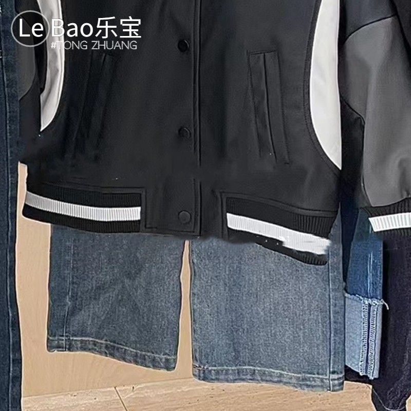 Áo Khoác Bóng Chày Bằng Da Dáng Rộng Thời Trang Mùa Thu Phong Cách Hàn Quốc Cho Bé Trai