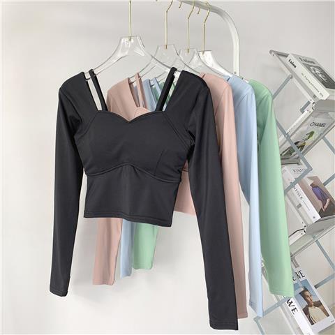 Áo Thun Thể Thao Tay Dài Có Mút Đệm Ngực Thời Trang Quyến Rũ Cho Nữ